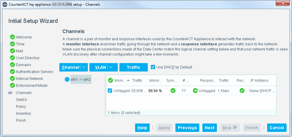 Initial Setup Wizard-Channels Pane