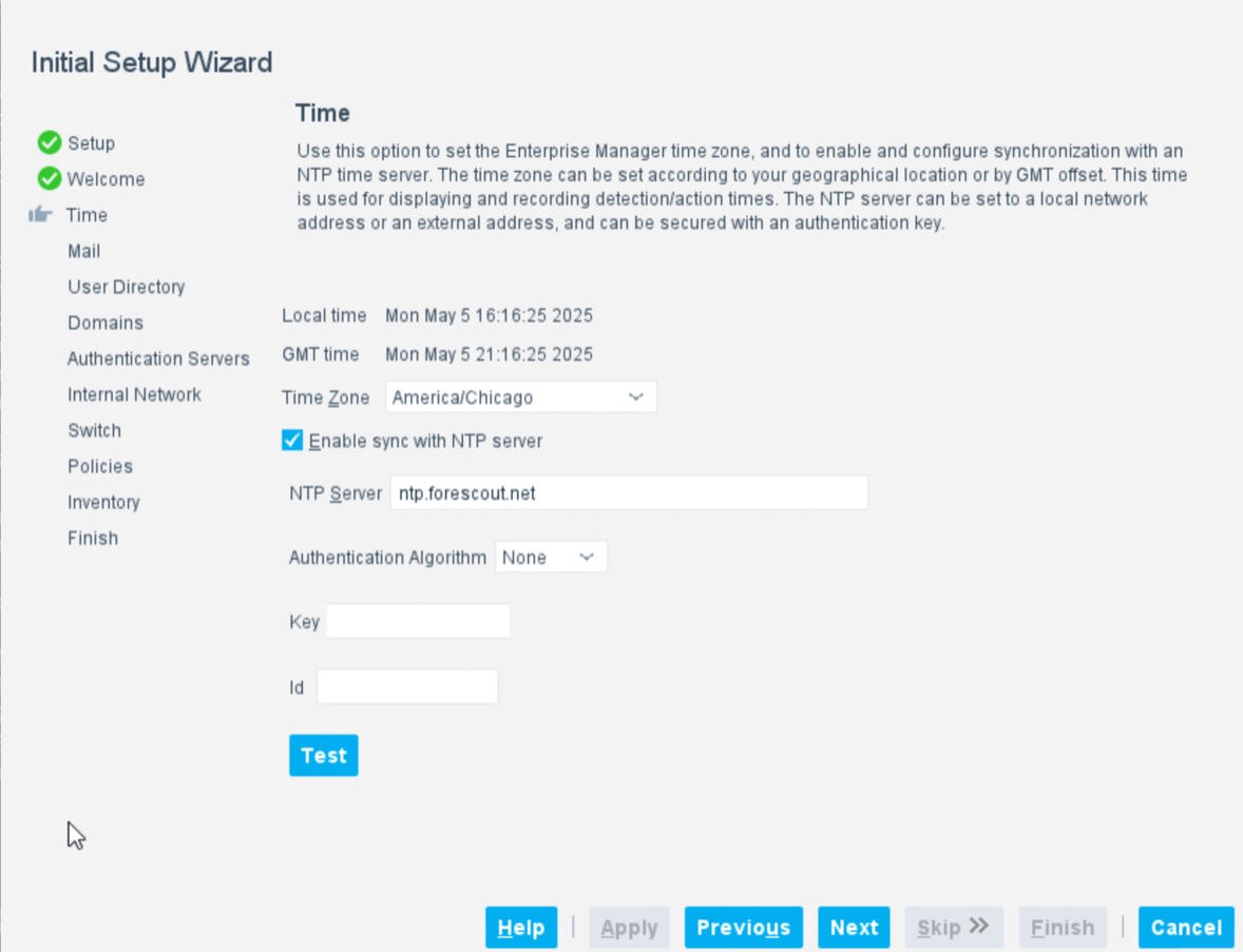 Initial Setup Wizard-Time Pane
