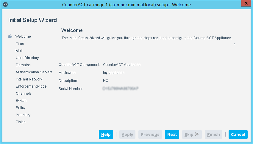 Initial Setup Wizard-Welcome Pane