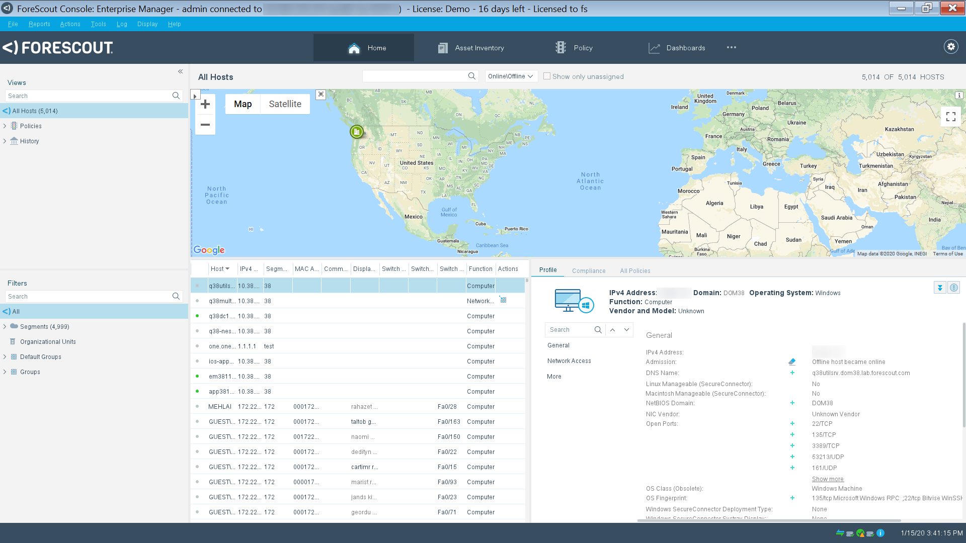 Endpoint Information in Site Map