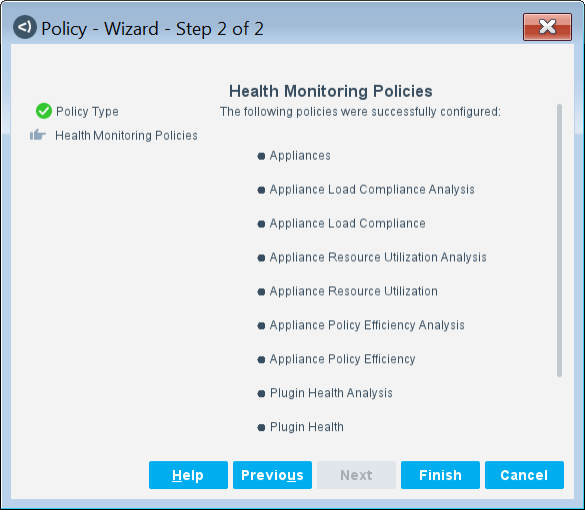 Policy Wizard-Successfully Configured Policies