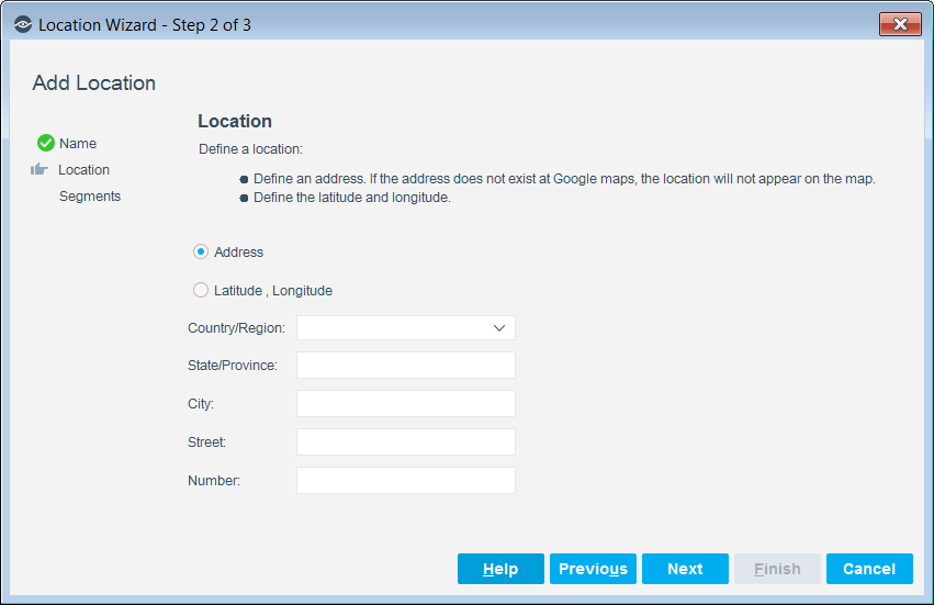Add Location Wizard-Location Pane