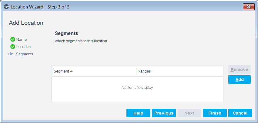 Add Locations Wizard-Segments Pane