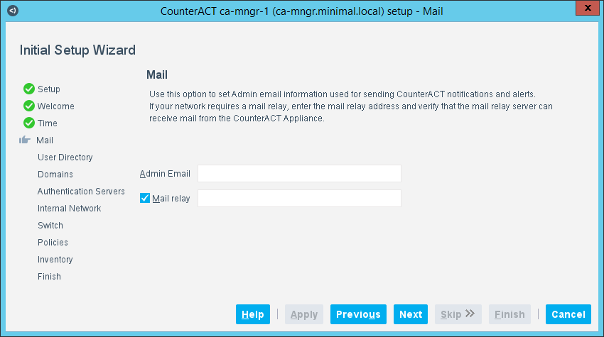 Set Up an appliance with the Forescout eyeSight Initial Setup Wizard